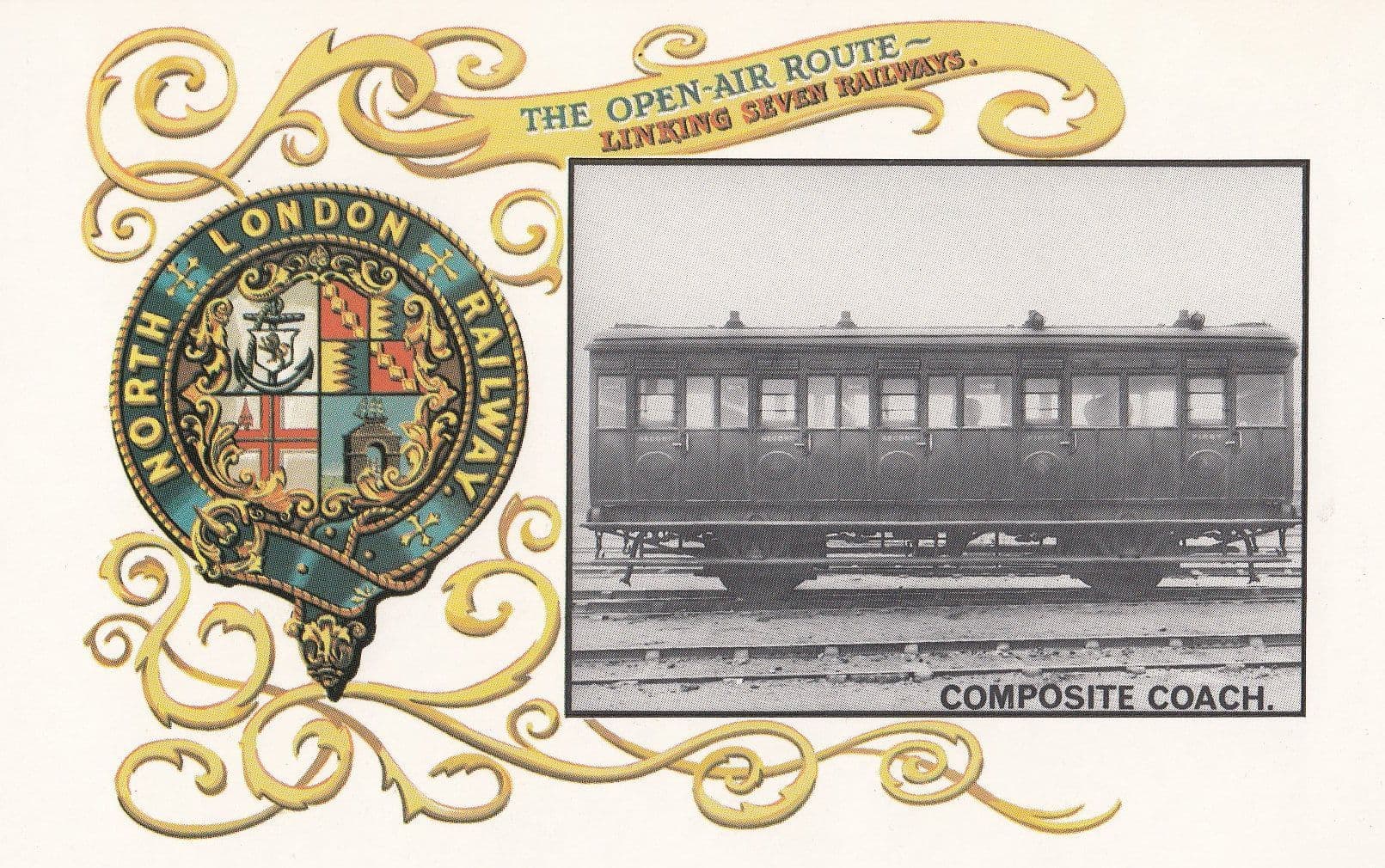 North London Railway Composite Coach Carriage Train Open Air Route Postcard