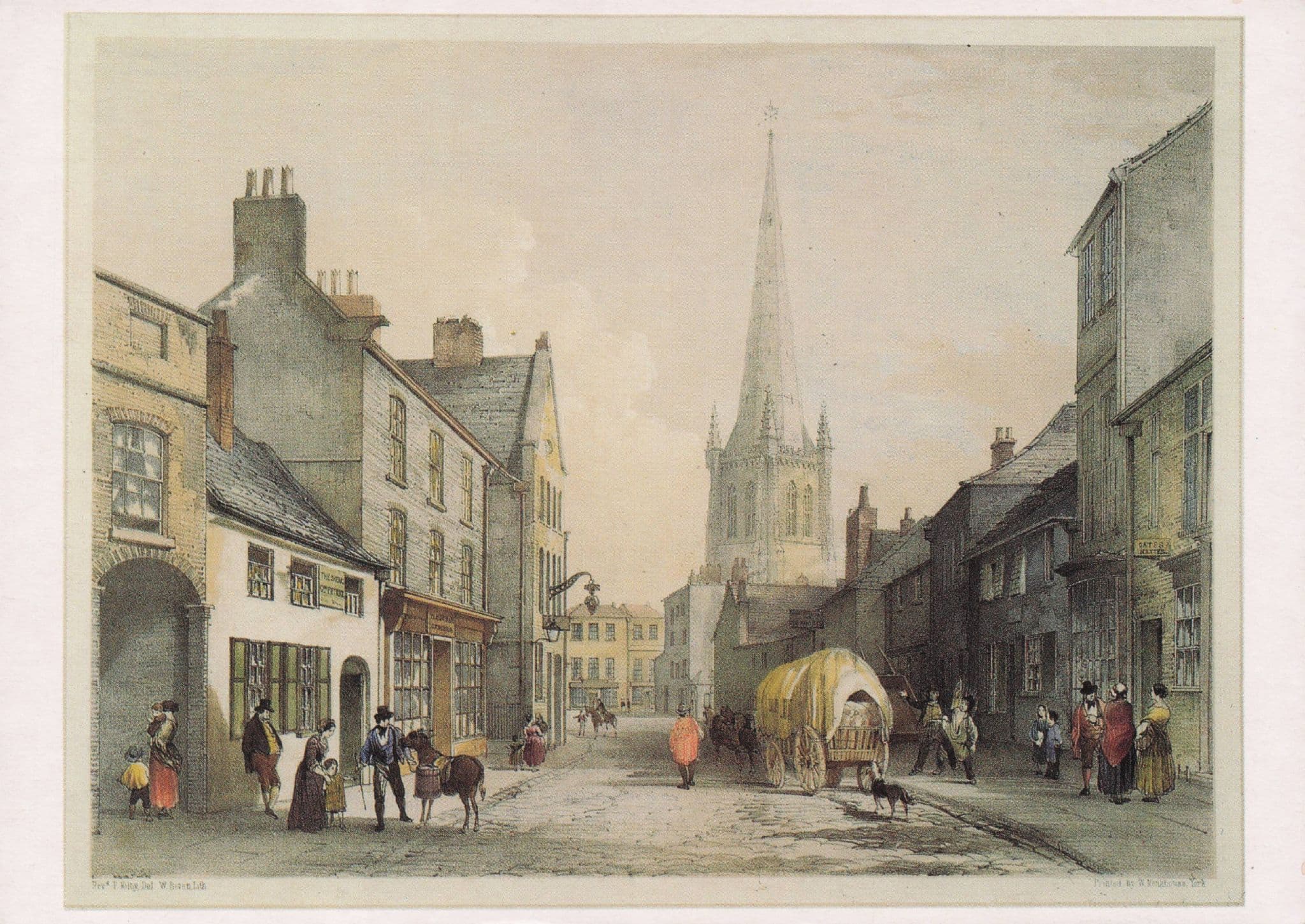 Northgate Wakefield In Victorian Era 1853 Painting postcard