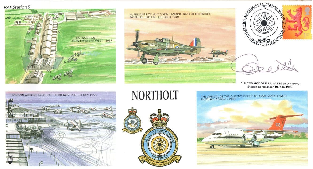 Northolt RAF Station JJ Witts Hand Signed Military Map FDC