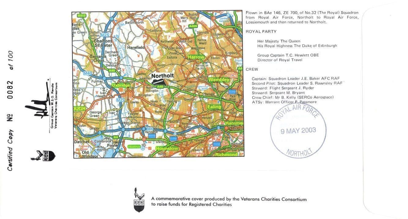 Northolt RAF Station JJ Witts Hand Signed Military Map FDC