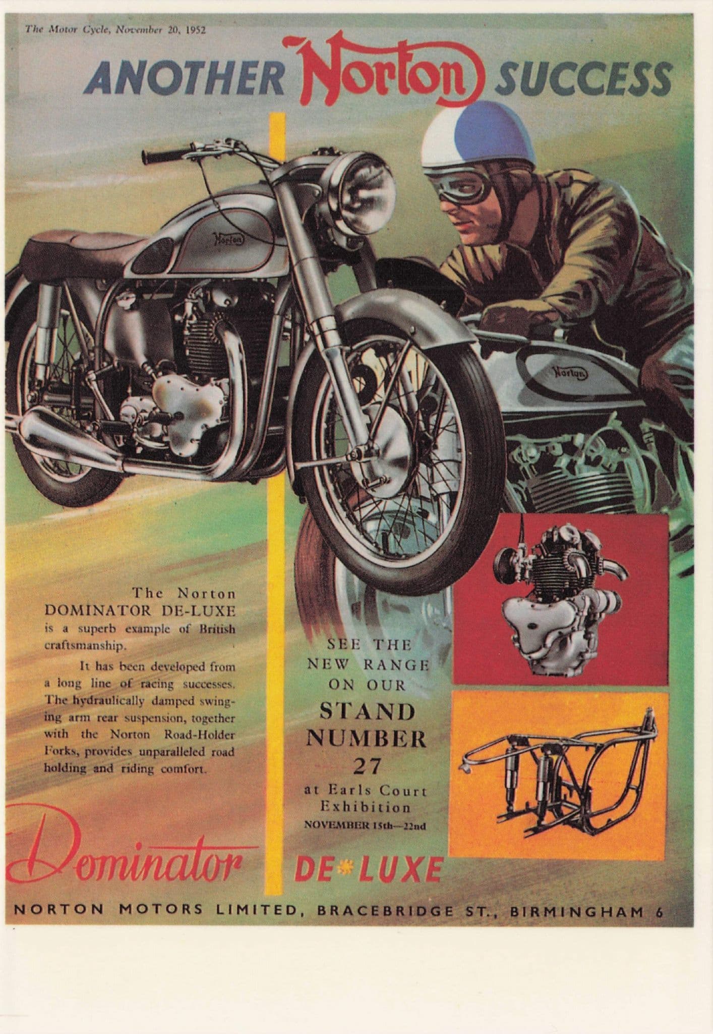 Norton Dominator Vintage Motorcycle Bike Poster Postcard