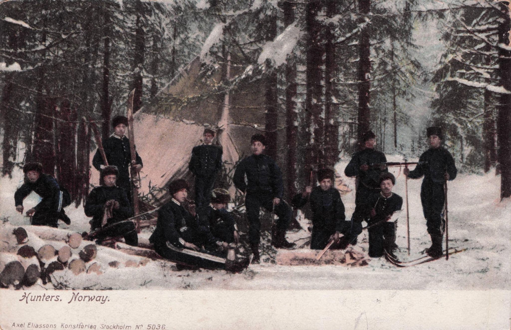 Norway Hunters Antique Norwegian Animal Hunting Postcard
