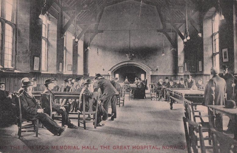 Norwich Hospital Birbeck Memorial Hall Snooker Match Norfolk Postcard