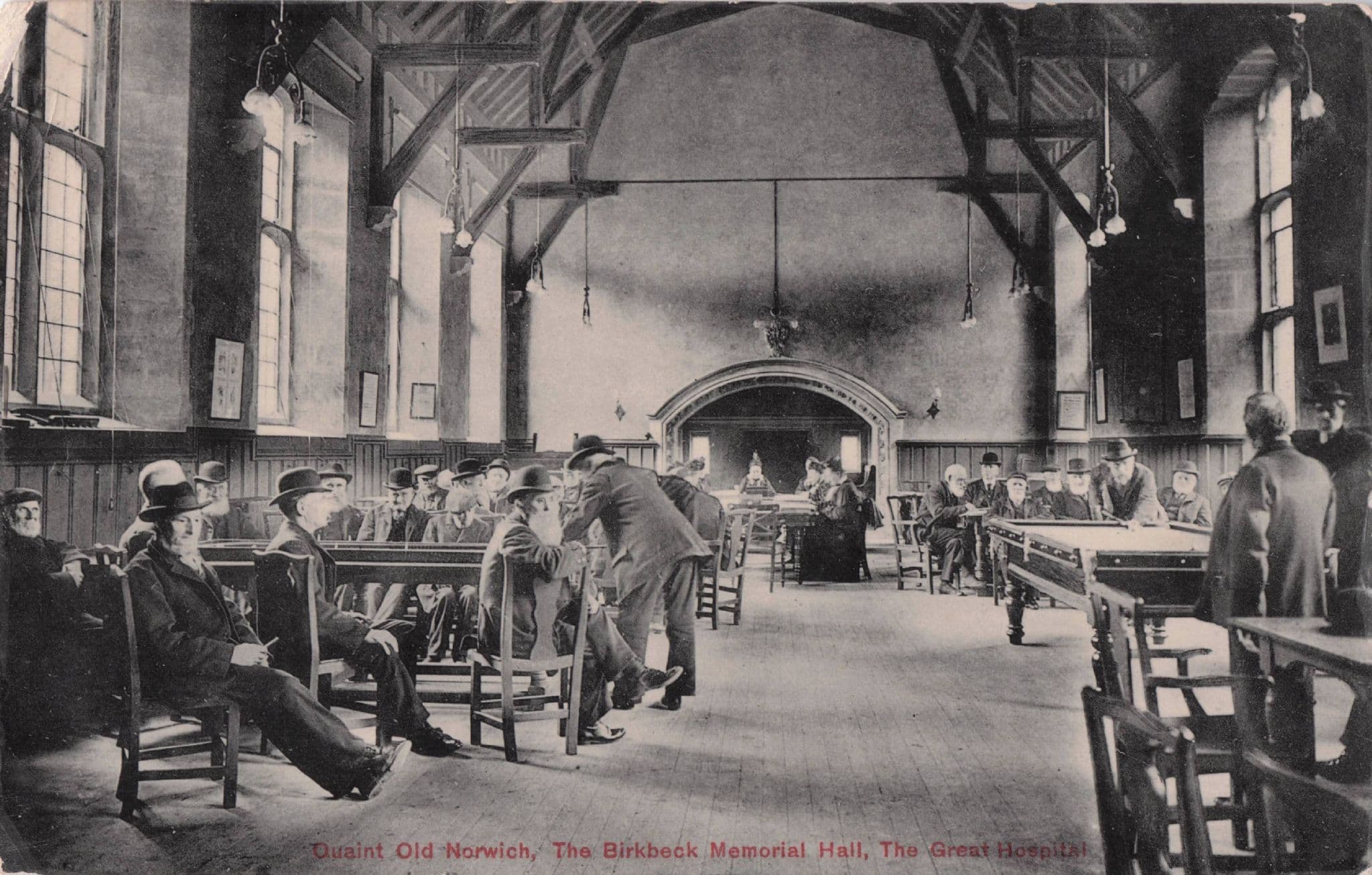 Norwich Hospital Birbeck Memorial Hall Snooker Match Old RPC Postcard