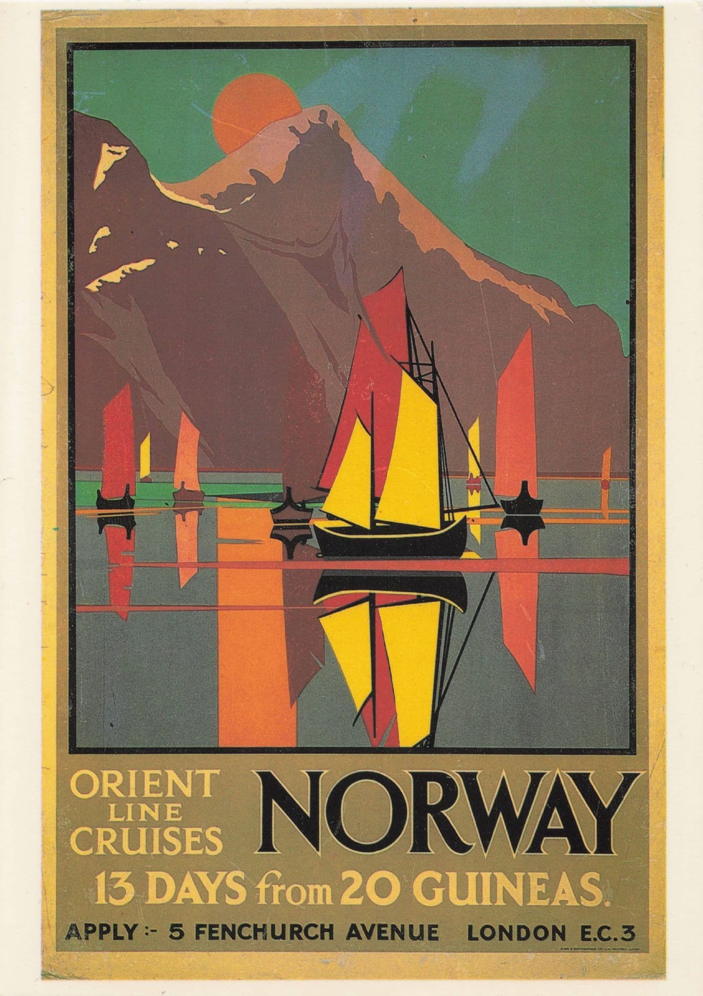 Norwich Orient Cruises Norway Boat Ship Travel Poster Postcard