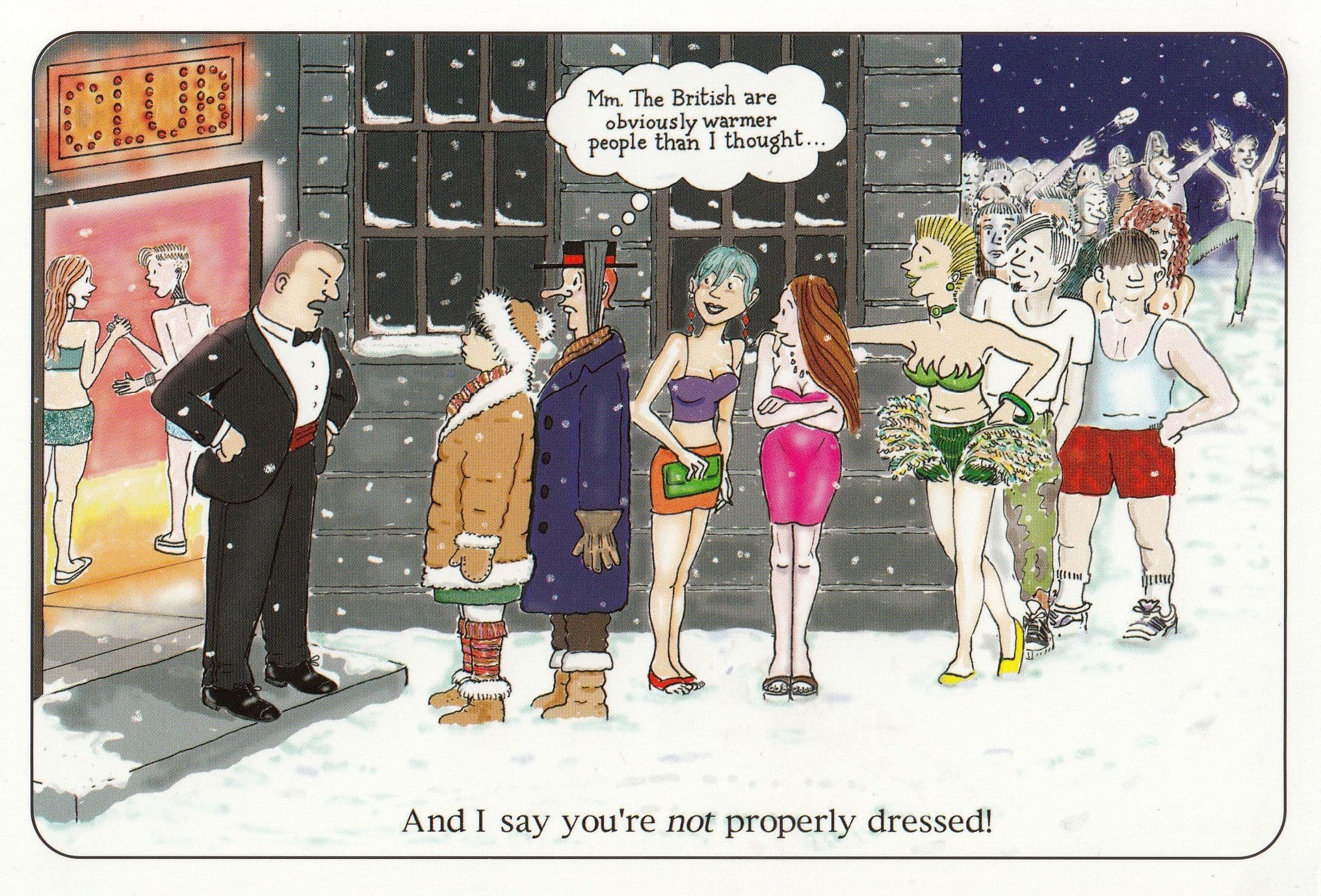 Not Wearing Risque Sexy Clothes Nightclub Bouncer Refuses Admission Comic Postcard