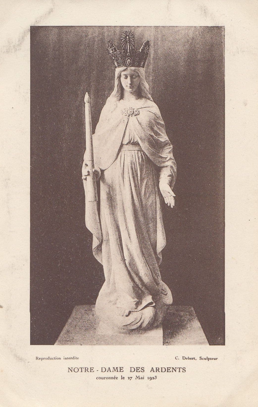 Notre Dame Des Ardents May 1923 Statue French Religious Postcard