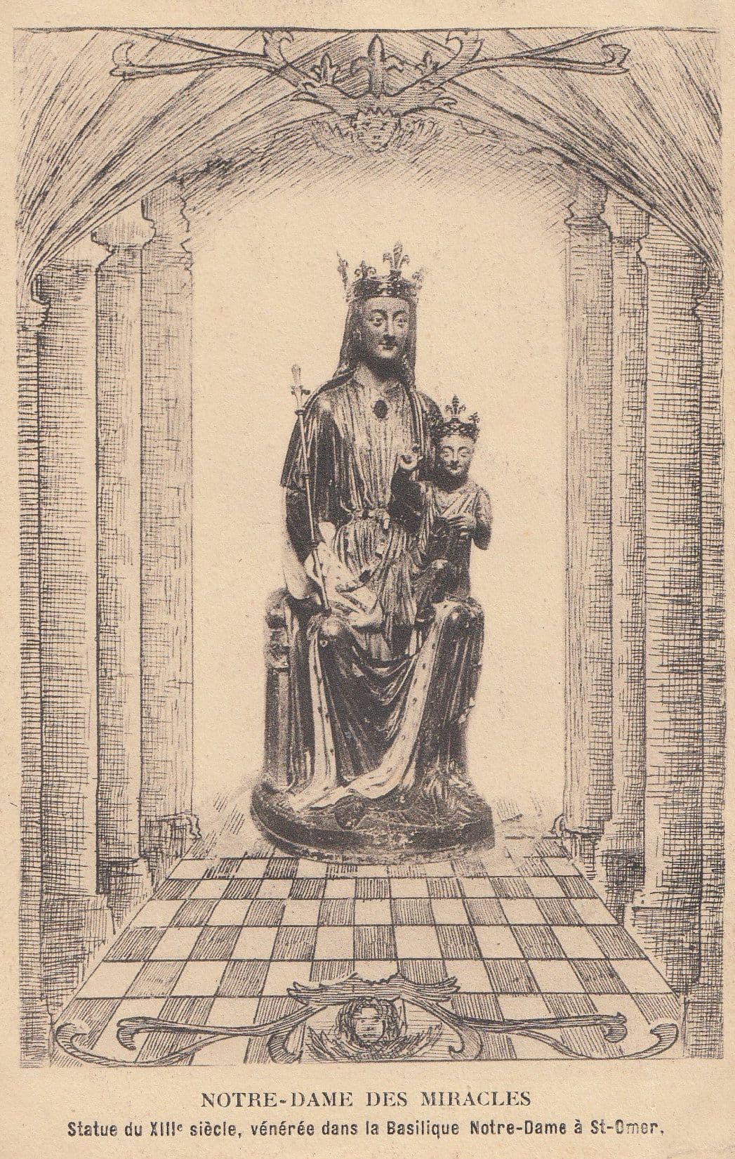 Notre Dame Des Miracles Statue XIII Basilique French Religious Postcard