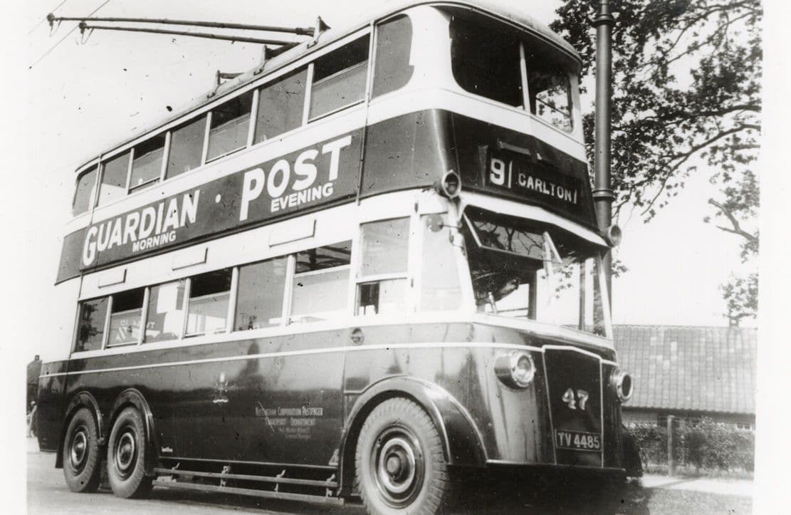 Nottingham Evening Post Morning Guardian Newspaper Tram PB Postcard Photo