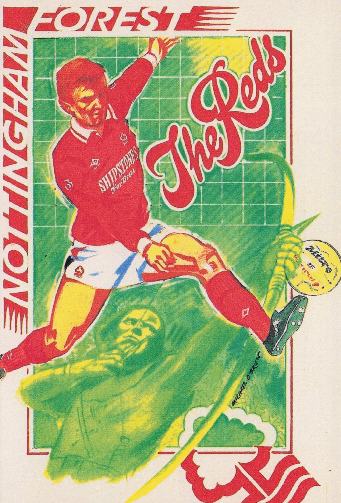 Nottingham Forest Football 1992 Team Club Painting Postcard