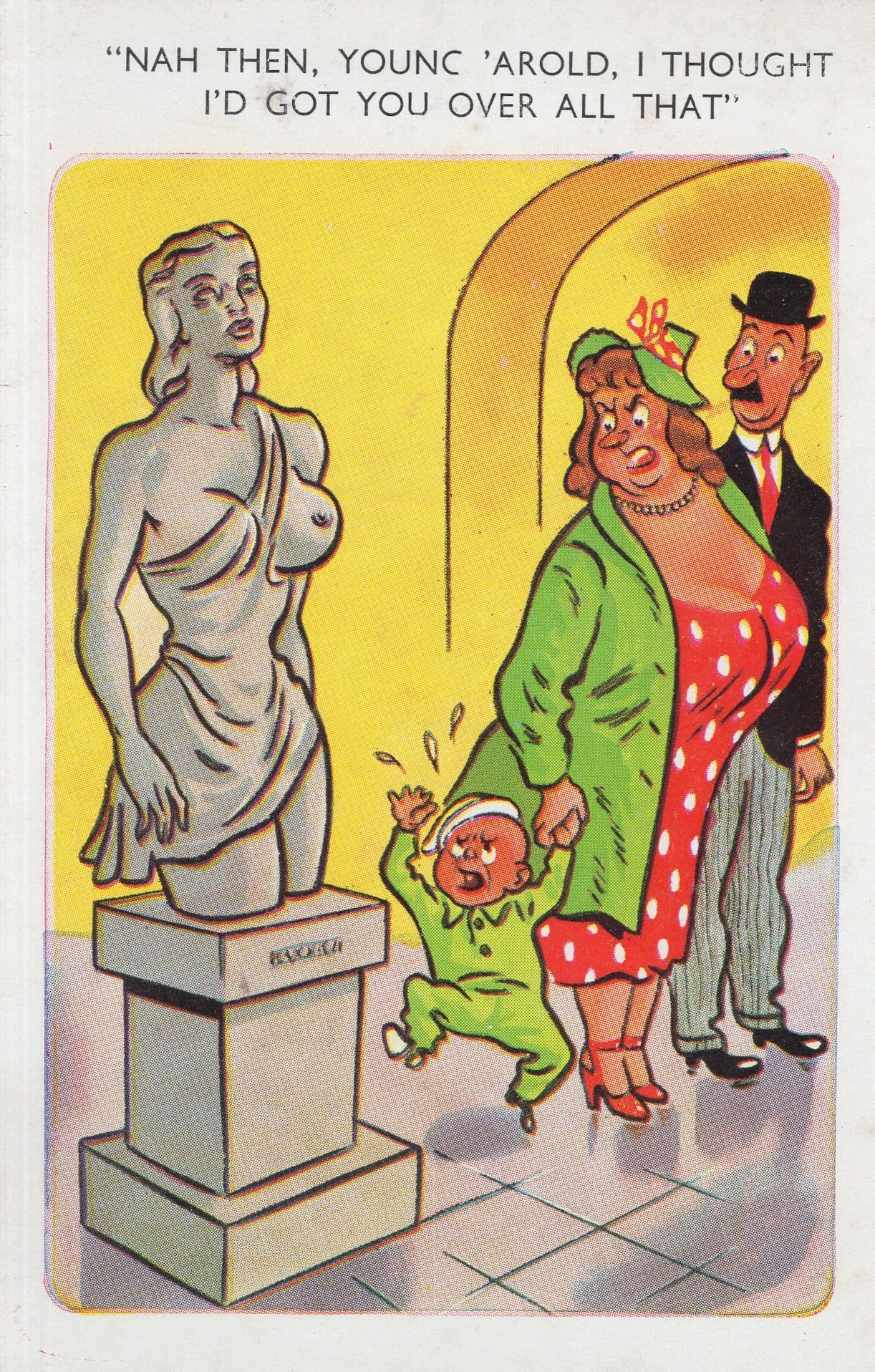 Nude Roman Risque Statue Art Gallery Topless Comic Postcard