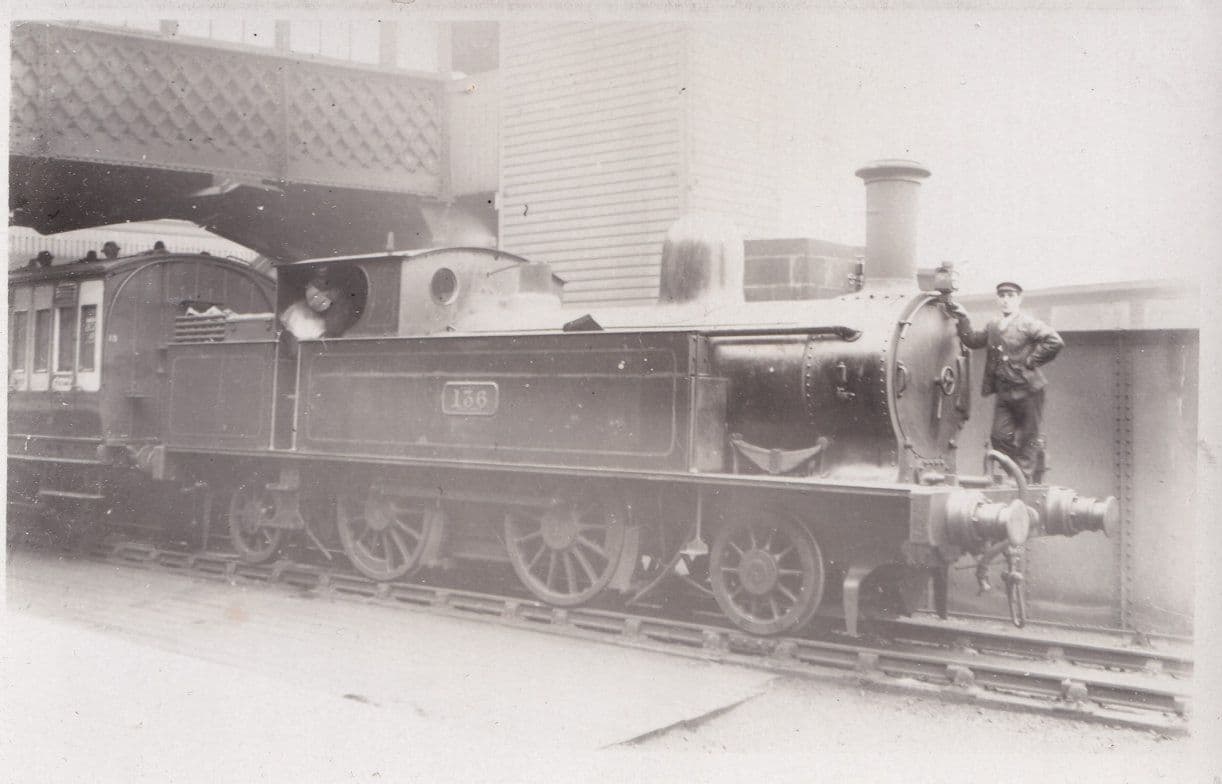 Number 136 2-4-27 Train With Driver Real Photo Postcard