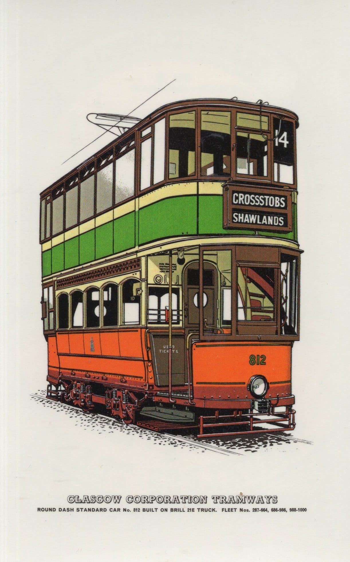 Number 14 Old Glasgow Bus To Shawlands Crosstobs Postcard