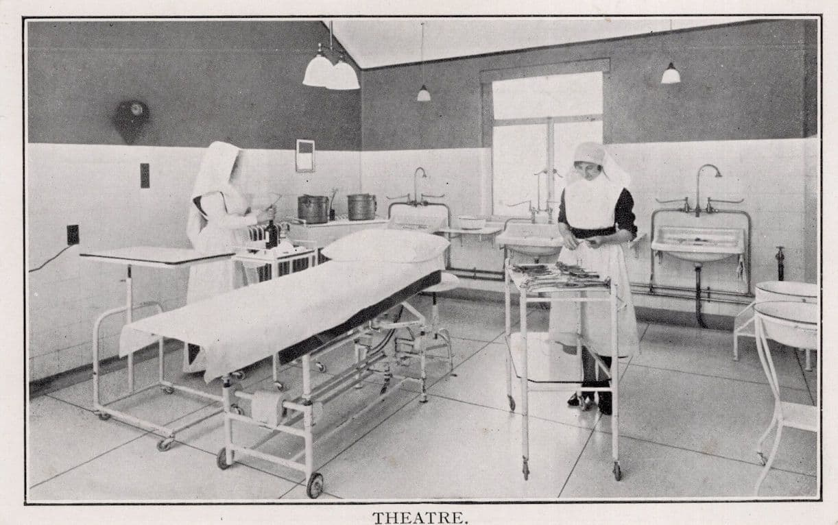 Nurse's In Operating Theatre Surgeons Ward Antique Hospital Postcard