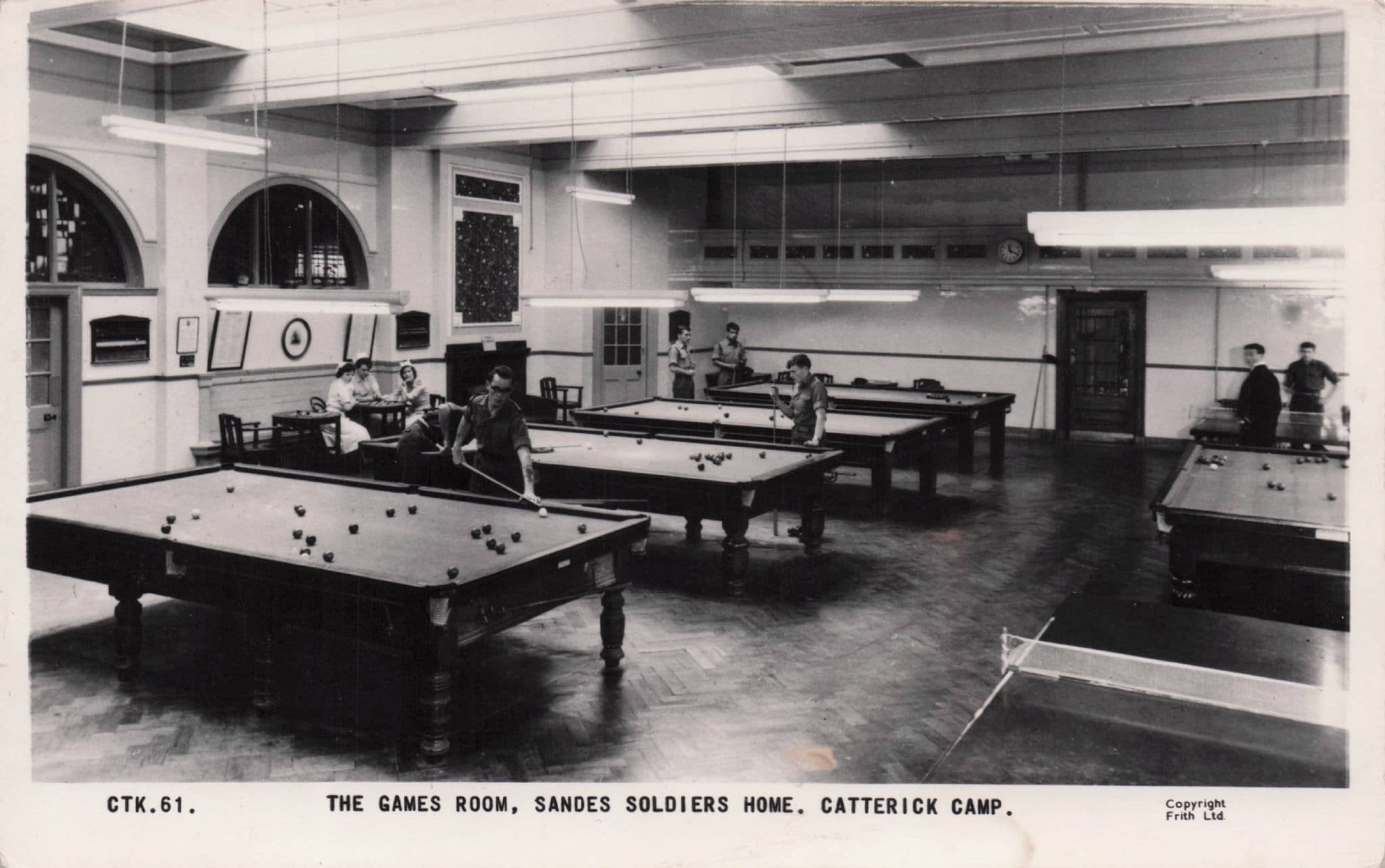 Nurses in Games Room Catterick Military Camp Yorkshire RPC Postcard
