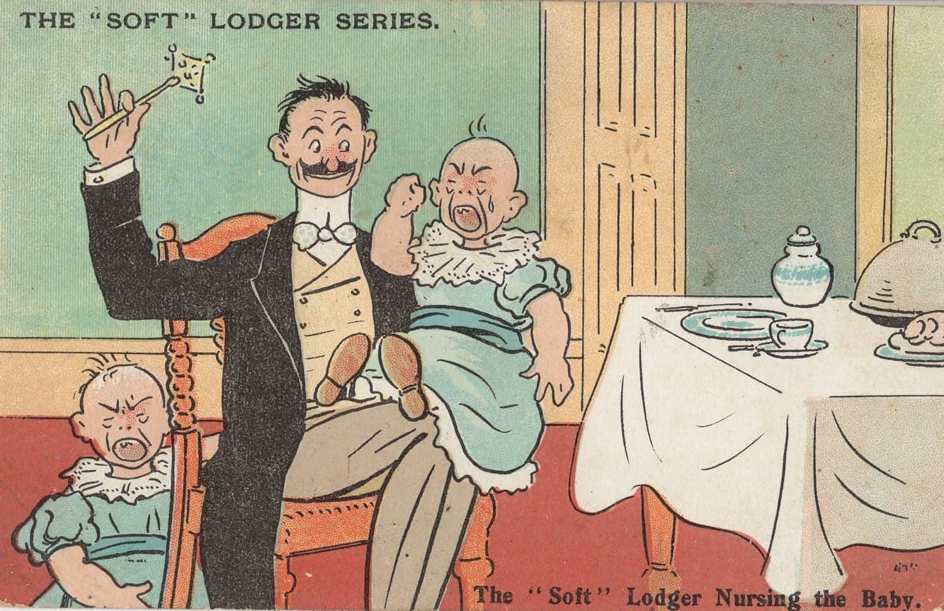 Nursing The Baby Soft Lodger Series Parenting Comic Old Postcard