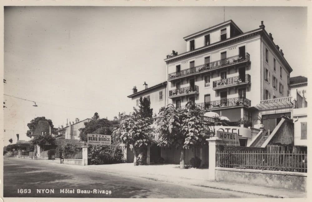 Nyon Hotel Beau Rivage Switzerland Vintage Real Photo Postcard
