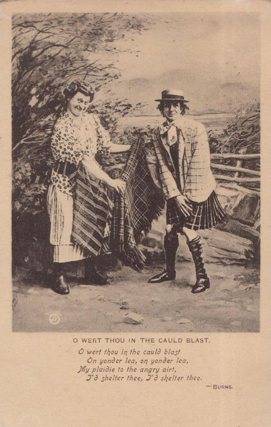 O Wert Thou In The Cauld Blast Songcard Cold Upskirt Kilt Comic Humour Postcard