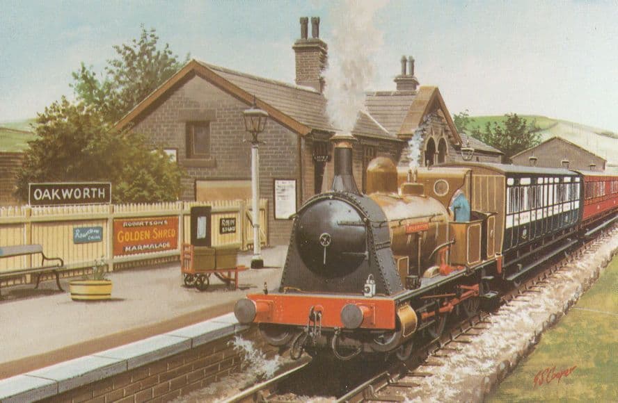 Oakworth Station 0-6-0 Train Tank Yorkshire Railway Painting Postcard