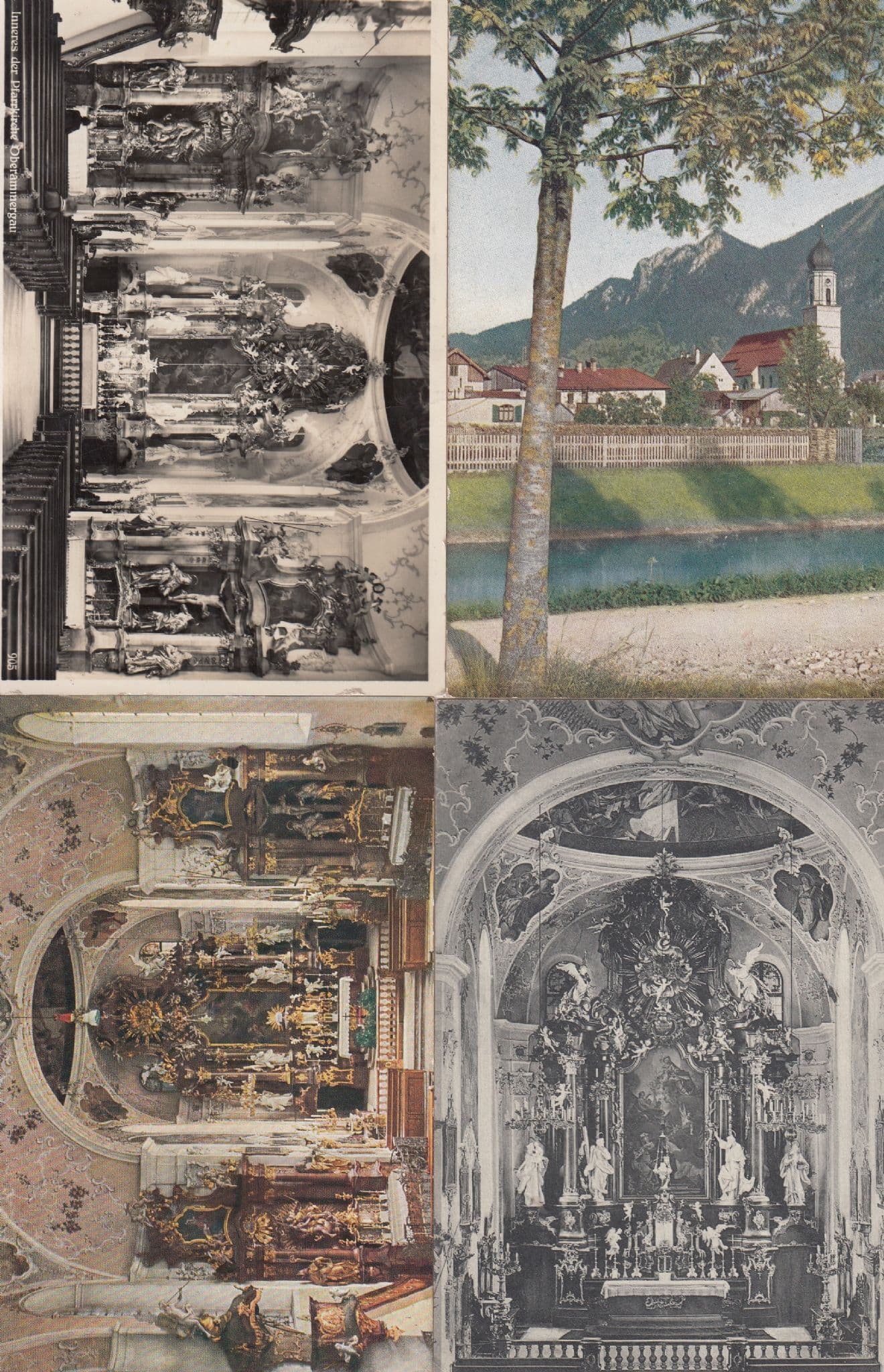 Oberammergau Kirche Hochaltar Altar 4x Postcard s