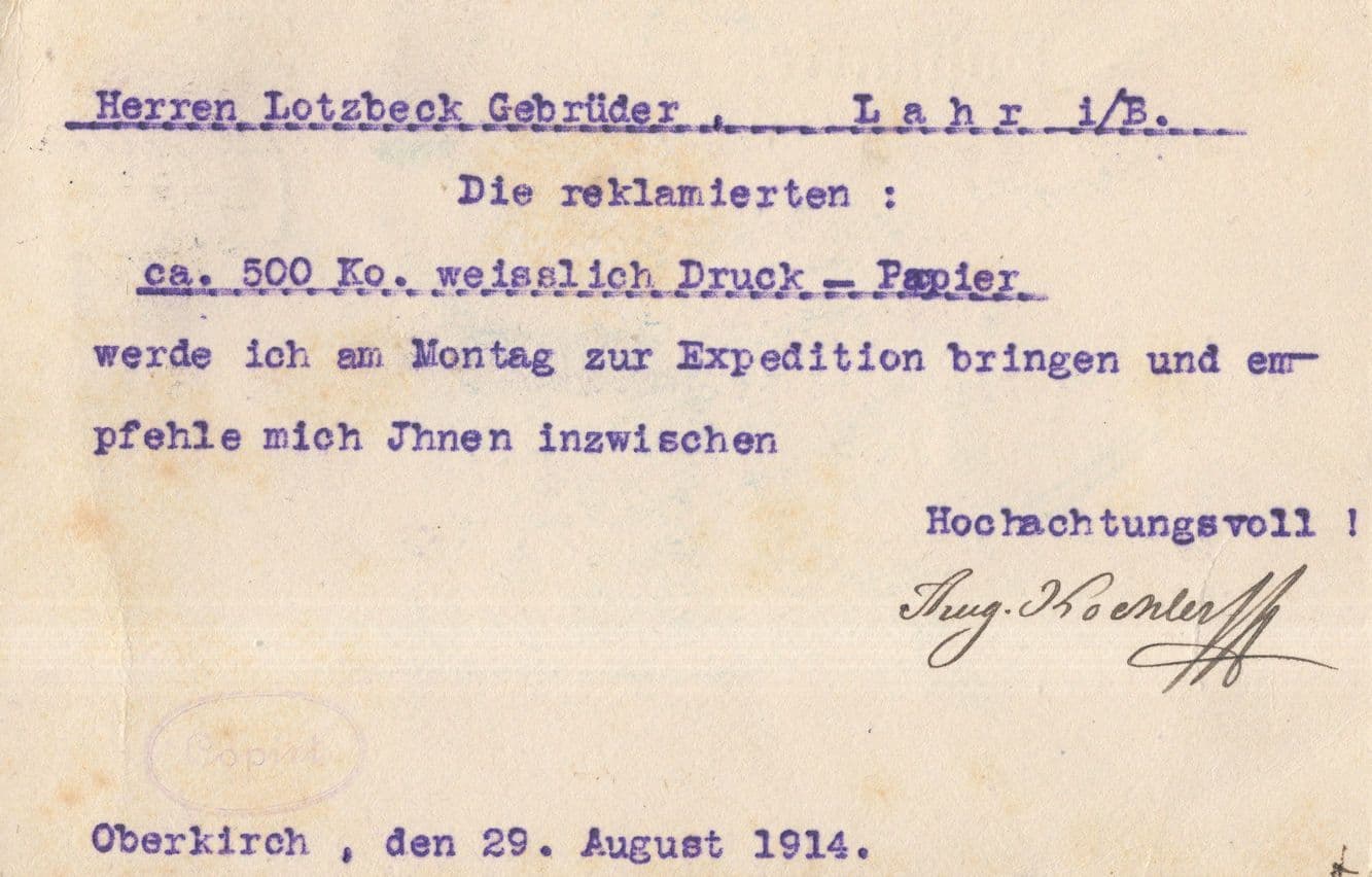 Oberkirch Skiing Ski Expedition 1914 WW1 Swiss German Postcard