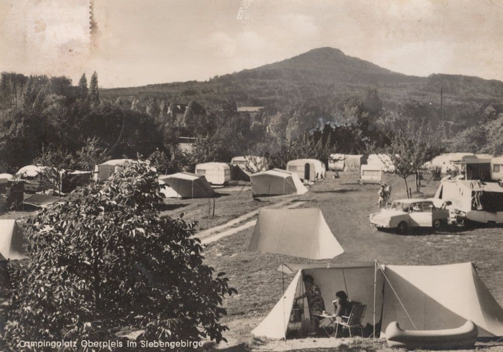 Oberpleis Slebbengebirge German Camping Caravan Real Photo Postcard