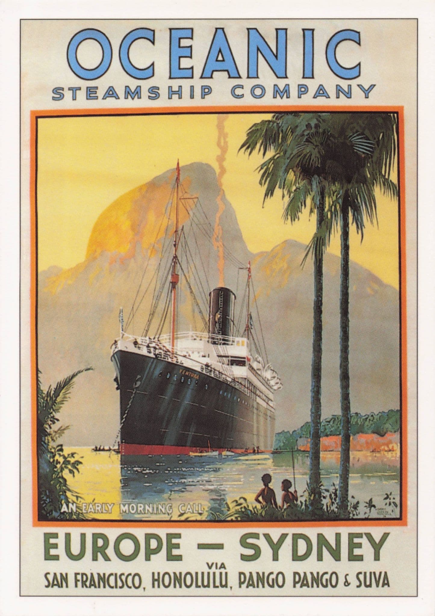 Oceanic Steamship Company Ship Travel Europe To Sydney Poster Postcard