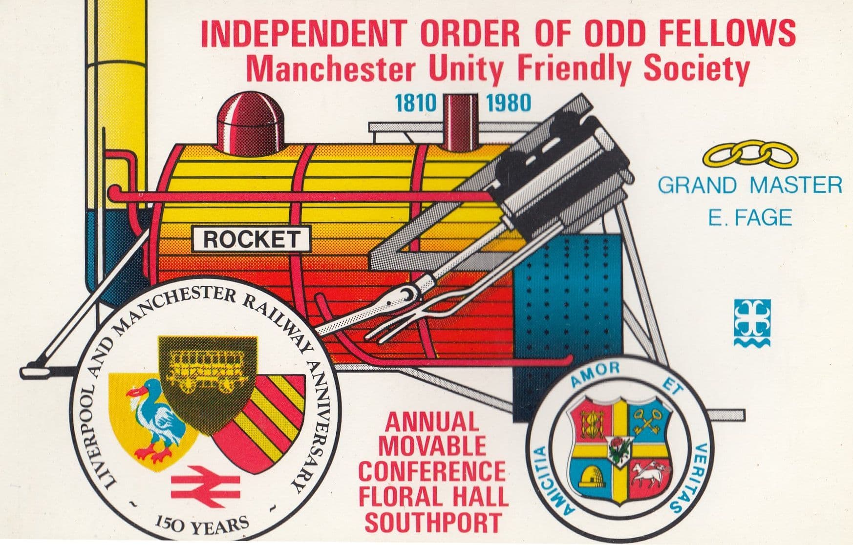 Odd Fellows Manchester Friendly Unity Society Train Meeting Postcard