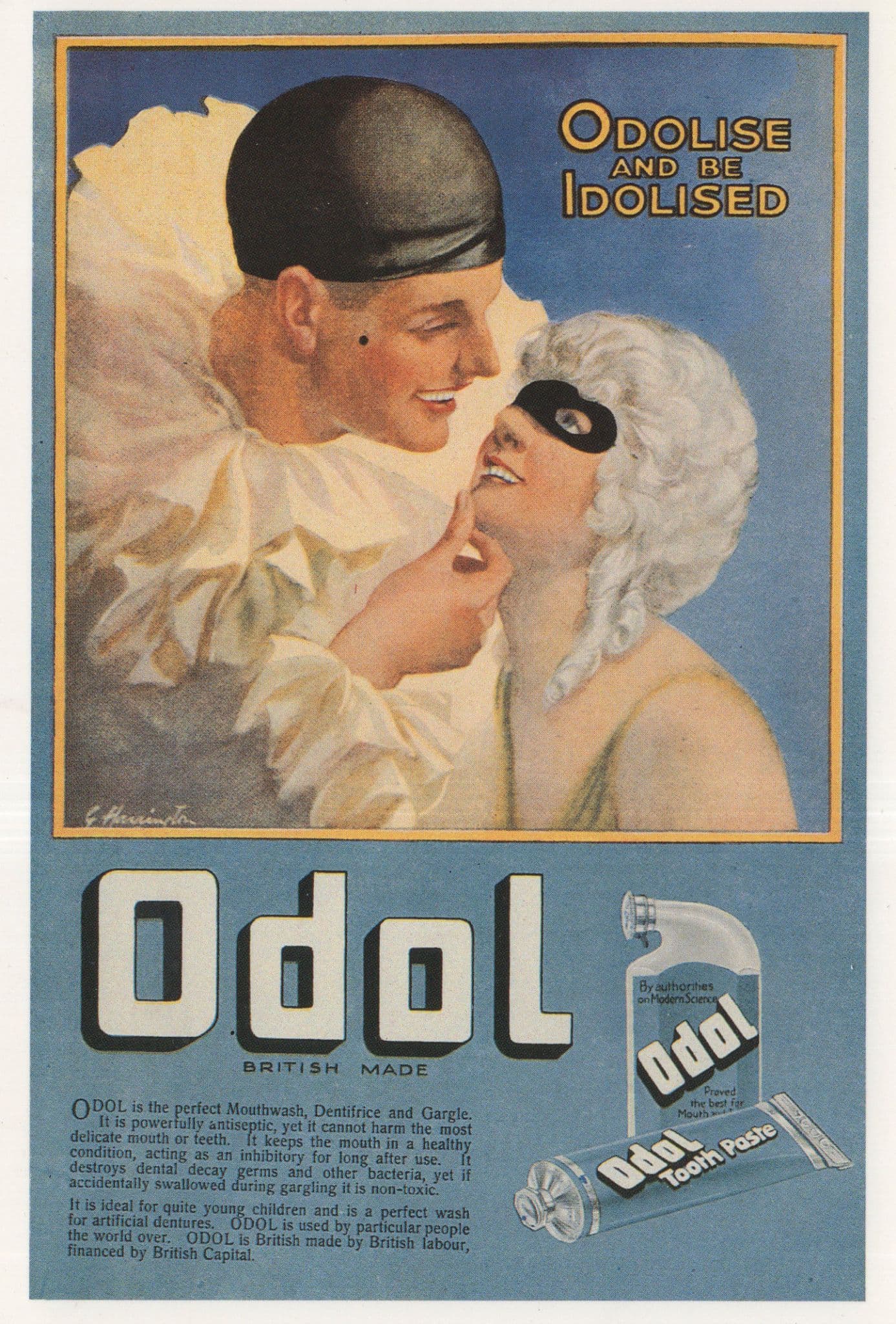 Odol Toothpaste Old Poster Theatre Masquerade Advertising Postcard