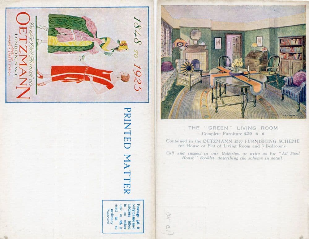 Oetzmann Green Living Room Furniture Old London Advertising Postcard