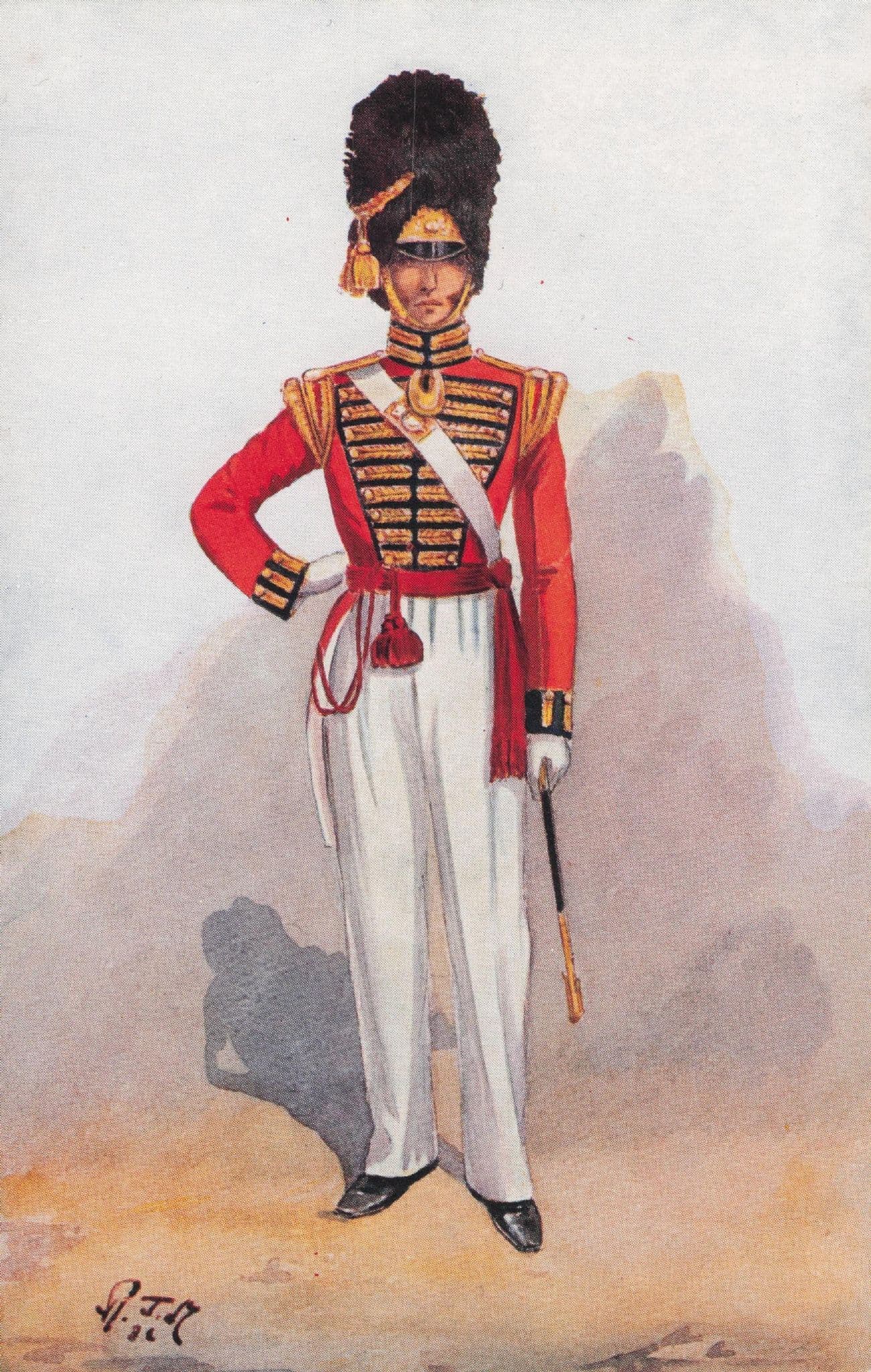 Officer Grenadier 1st Royal Regiment Of Foot 1826 Gale & Polden Postcard