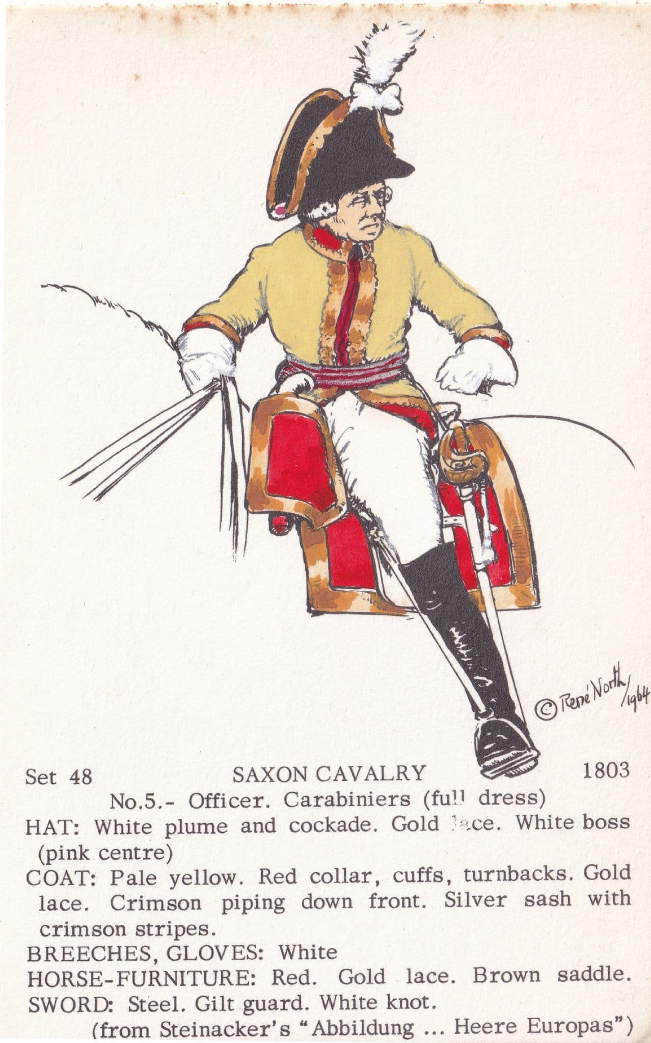 Officer Saxon Carabiniers Cavalry Napoleonic War PB Uniform Postcard