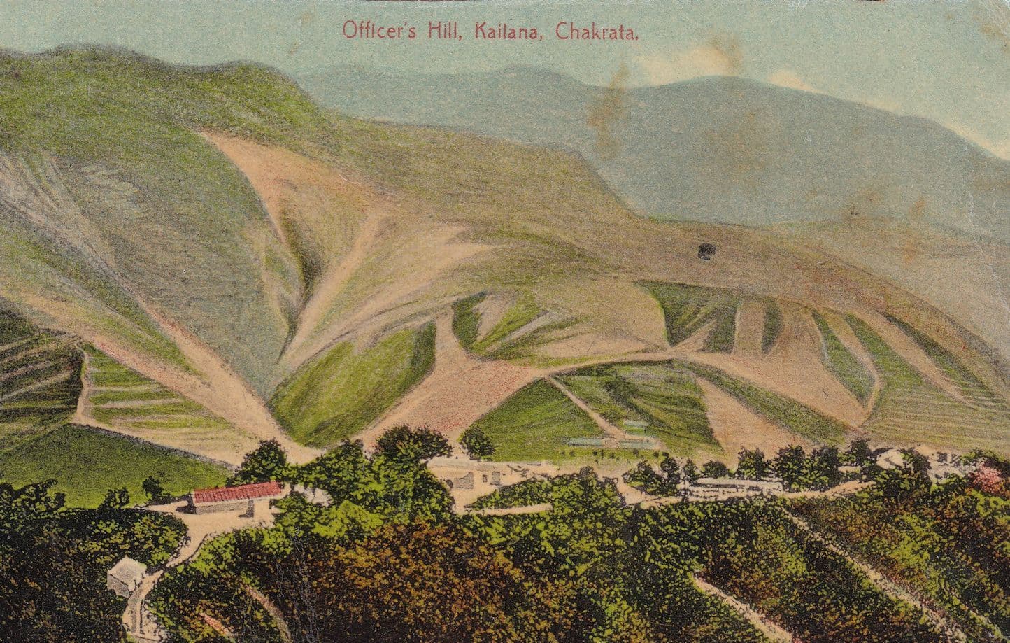 Officers Hill Kailana Chakrata India Vintage WW1 Postcard
