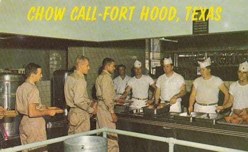 Officers Mess Fort Hood Texas Serving Food Line Military Postcard