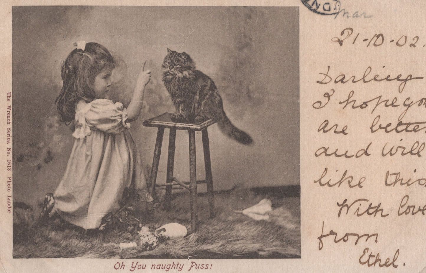 Oh You Naughty Puss Rare Wrench Series Cat 1902 Postcard