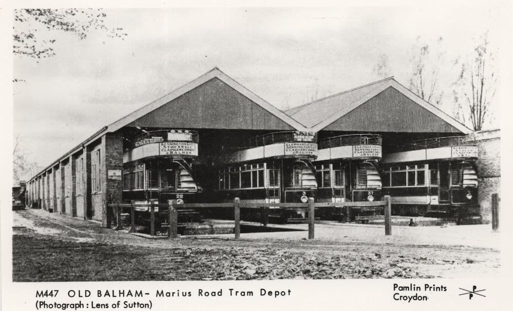Old Balham Carius Road Tram Transport Depot Sutton RPC Postcard