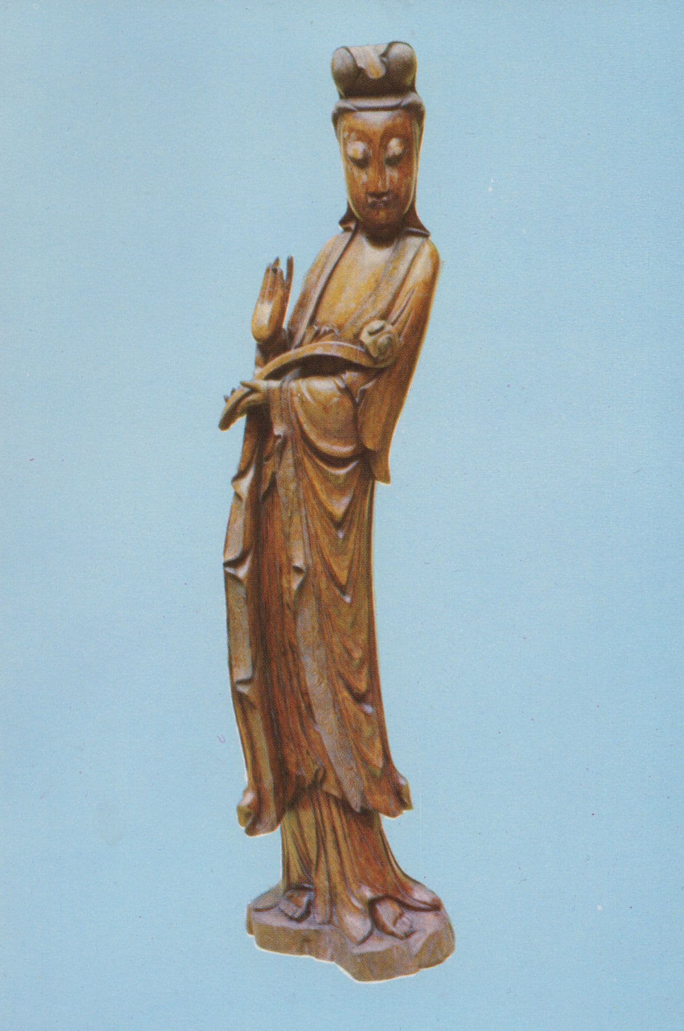 Old Bodhisattva Wood Carved Jade Temple Shanghai Chinese Postcard