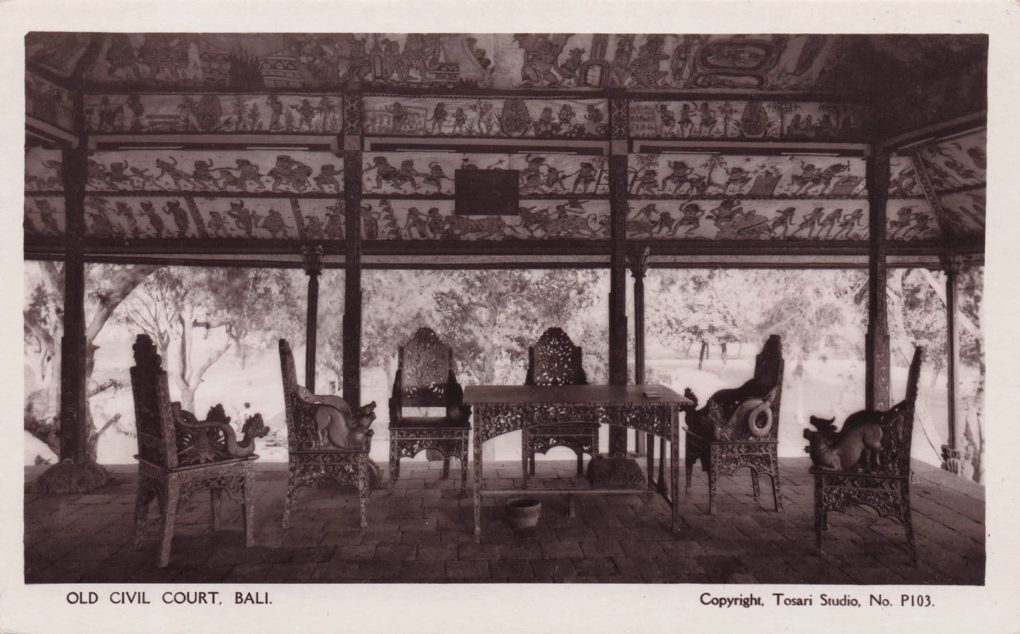 Old Civil Court Bali Indonesia Tosari Studios Real Photo Postcard