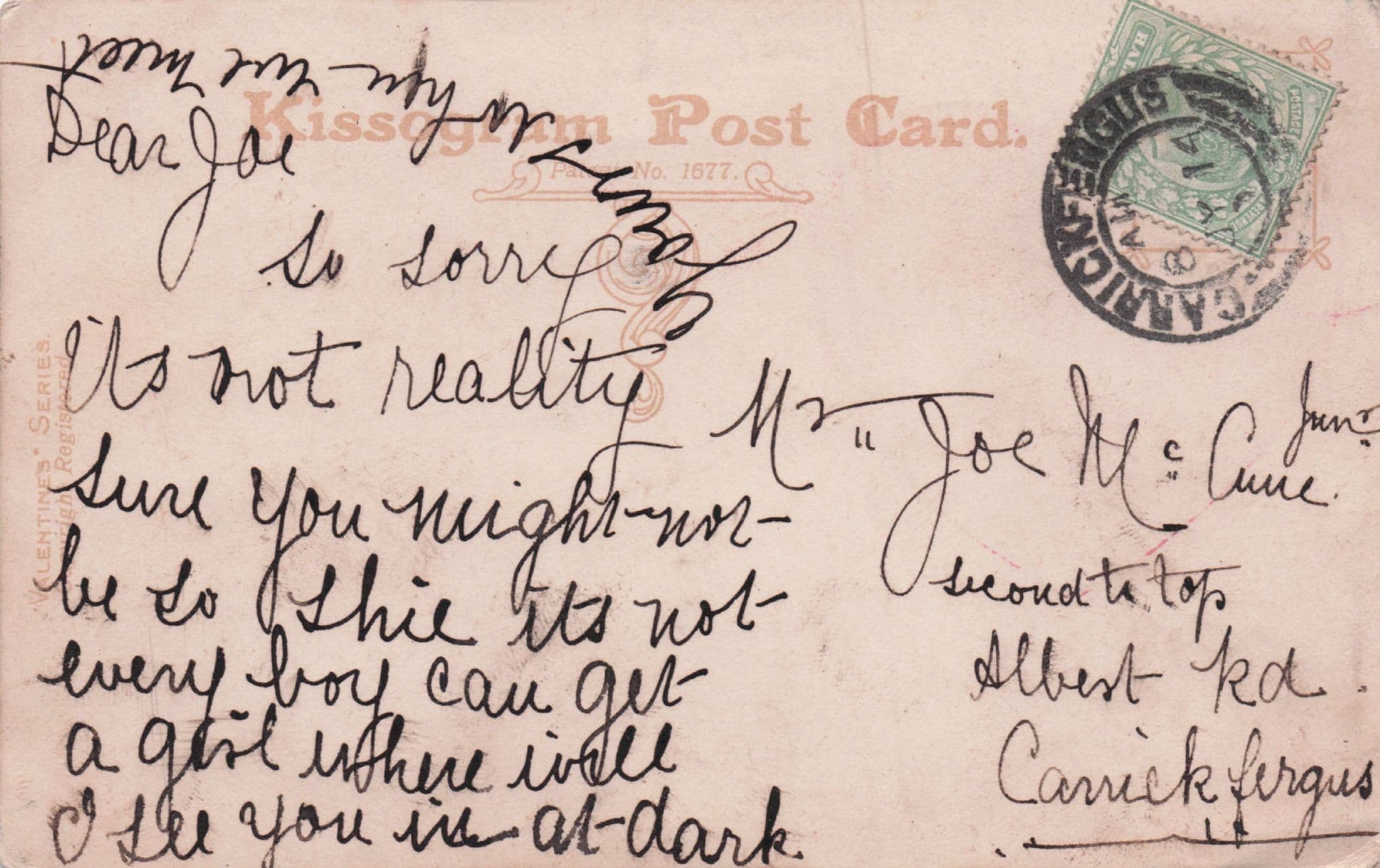 Old Glamour Lady Real Antique Lipstick Kiss & Sexy Message Old Postcard