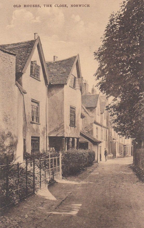 Old Houses in The Close Norwich Antique Postcard