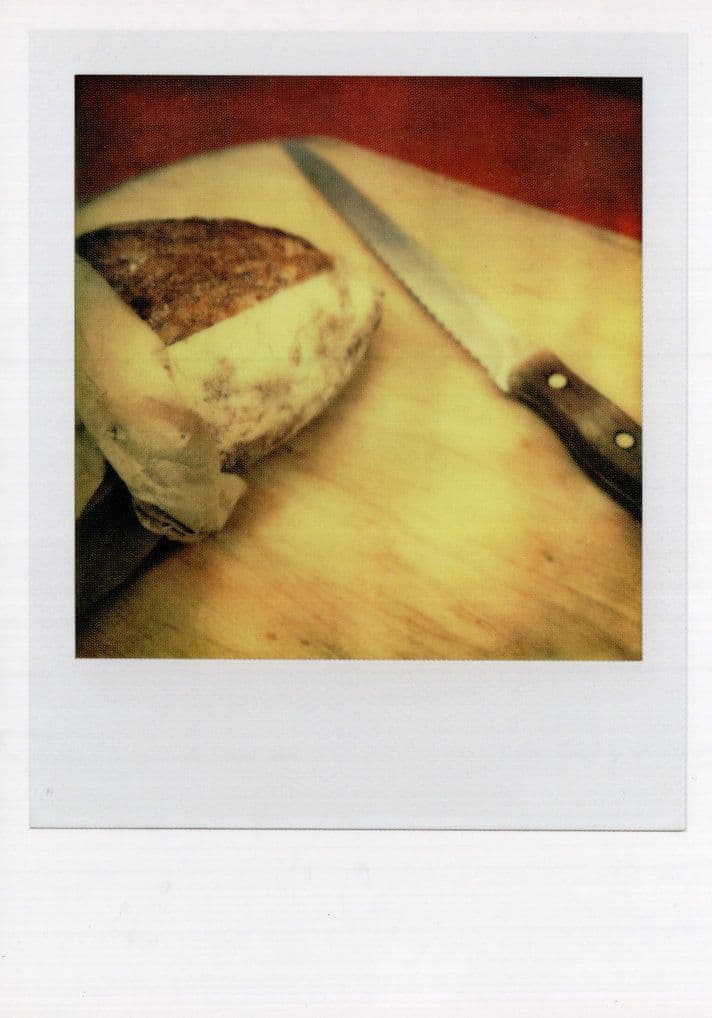 Old Kitchen Knife Block Of Strong Old Cheese Analog Film Photo Postcard