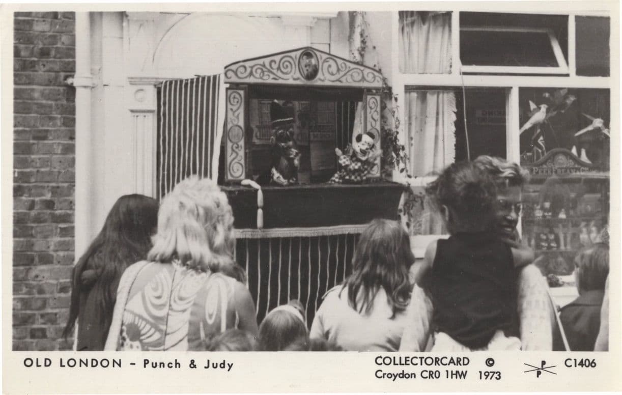 Old London Punch & Judy Puppet Show Rare Postcard