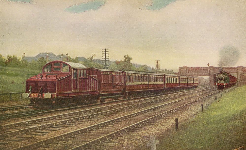 Old Metropolitan Locomotive Train at Willesden Green Postcard