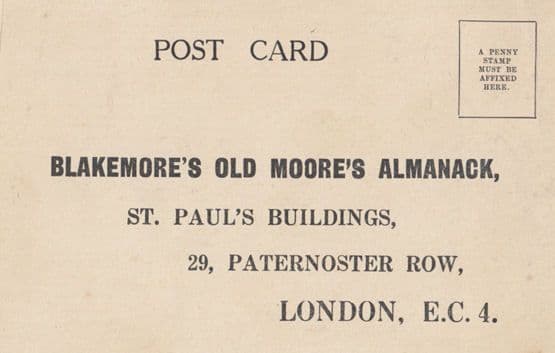 Old Moores Almanack Occult Astrology Antique Advertising Postcard