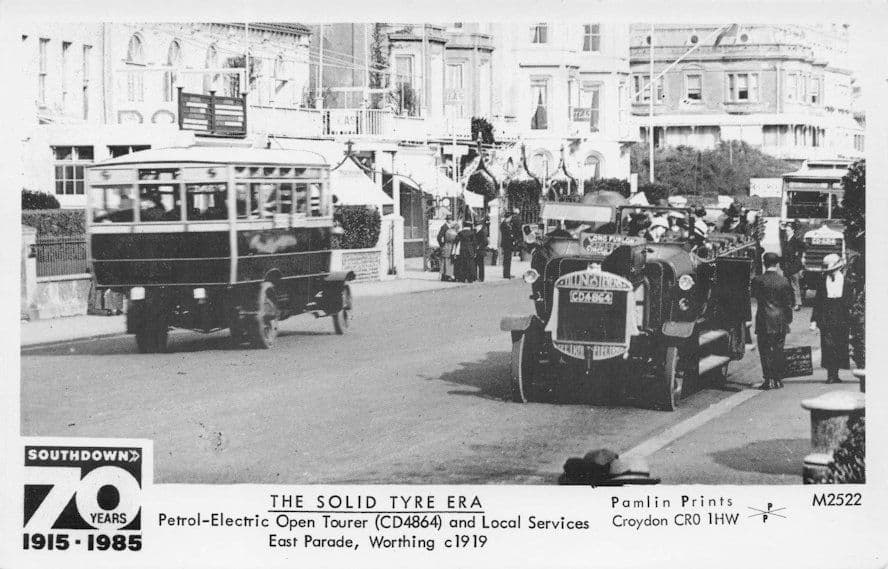 Old Petrol Open Electric Tourer Car in Worthing Sussex Transport Photo Postcard