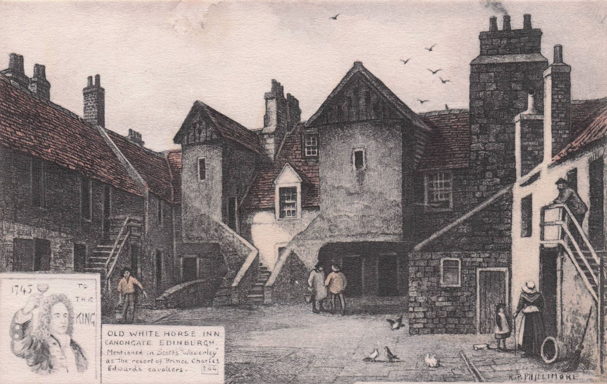 Old White Horse Inn Edinburgh Prince Henry Charles Phillimore Postcard