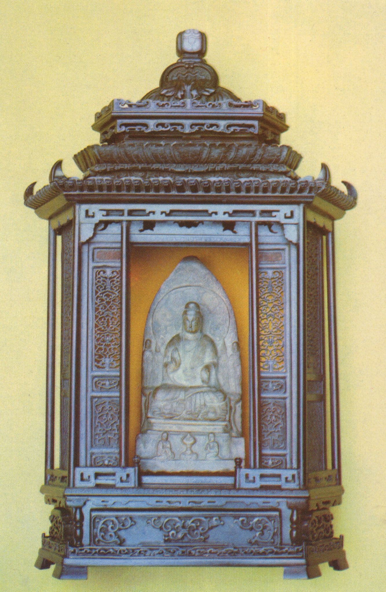 Old Yellow Jade Buddha Of Medicine Shanghai Temple Chinese Postcard