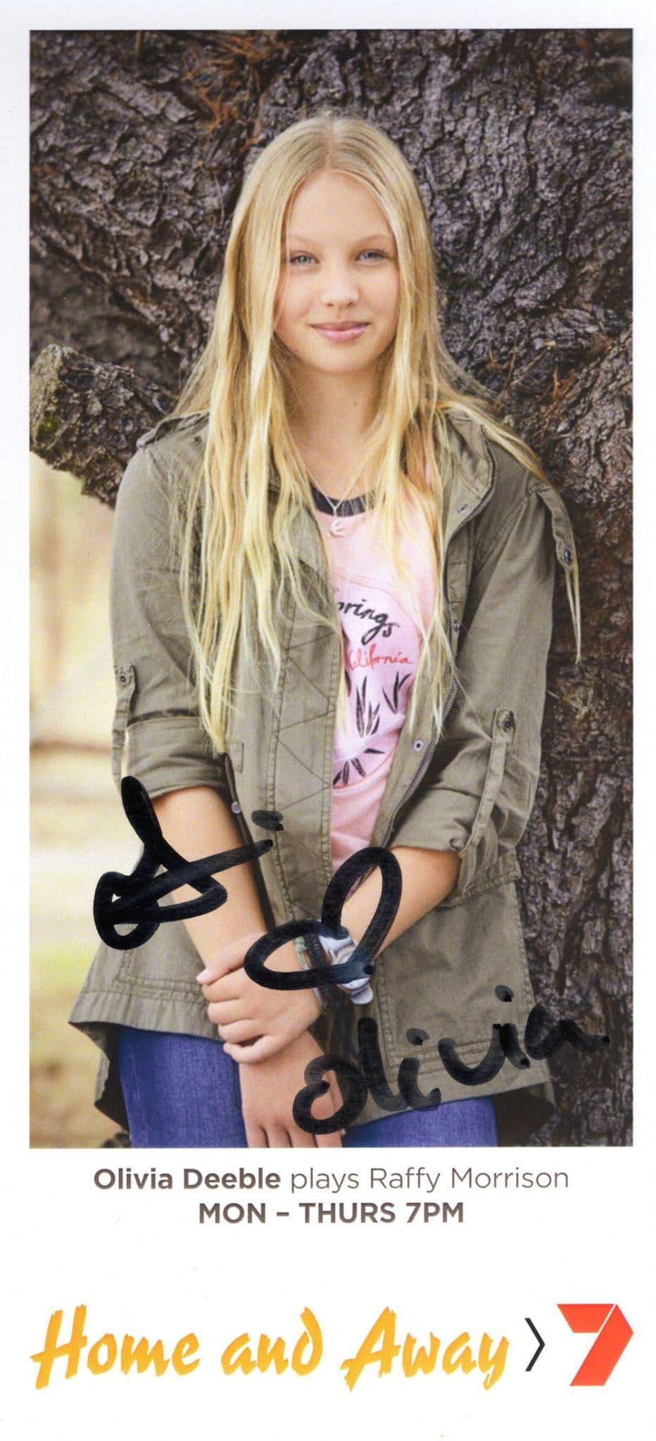 Olivia Deeble as Raffy Morrison Home & Away Hand Signed Cast Photo