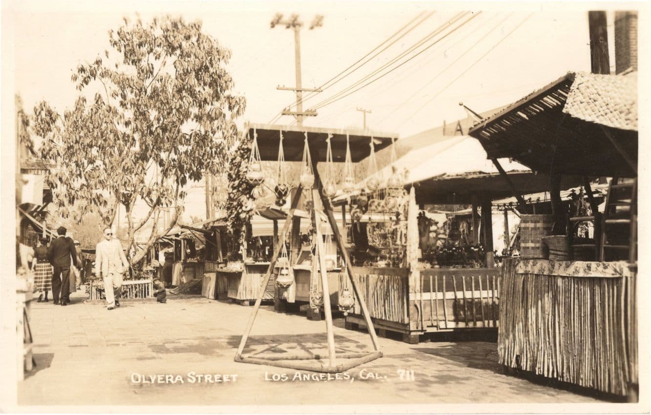 Olvera Street Los Angeles USA Antique Real Photo Postcard