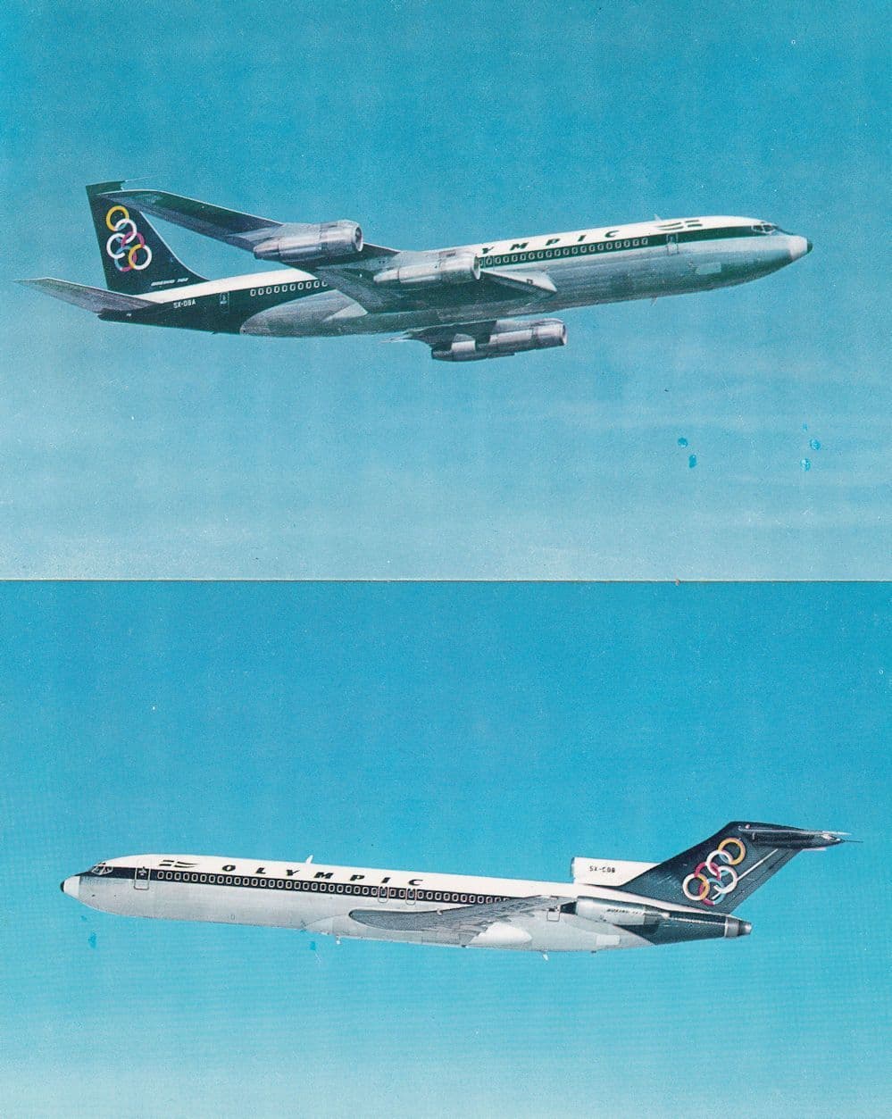 Olympic Airways Boeing 727-200 300 2x 1960s Postcard s